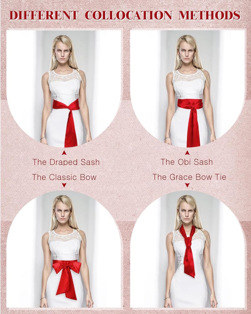 Glitopper Women Satin Waist Belts Dress Sash Waist Belt for Special Occasion Bridal Wedding Prom Formal 3.5'' Wide - Image 5